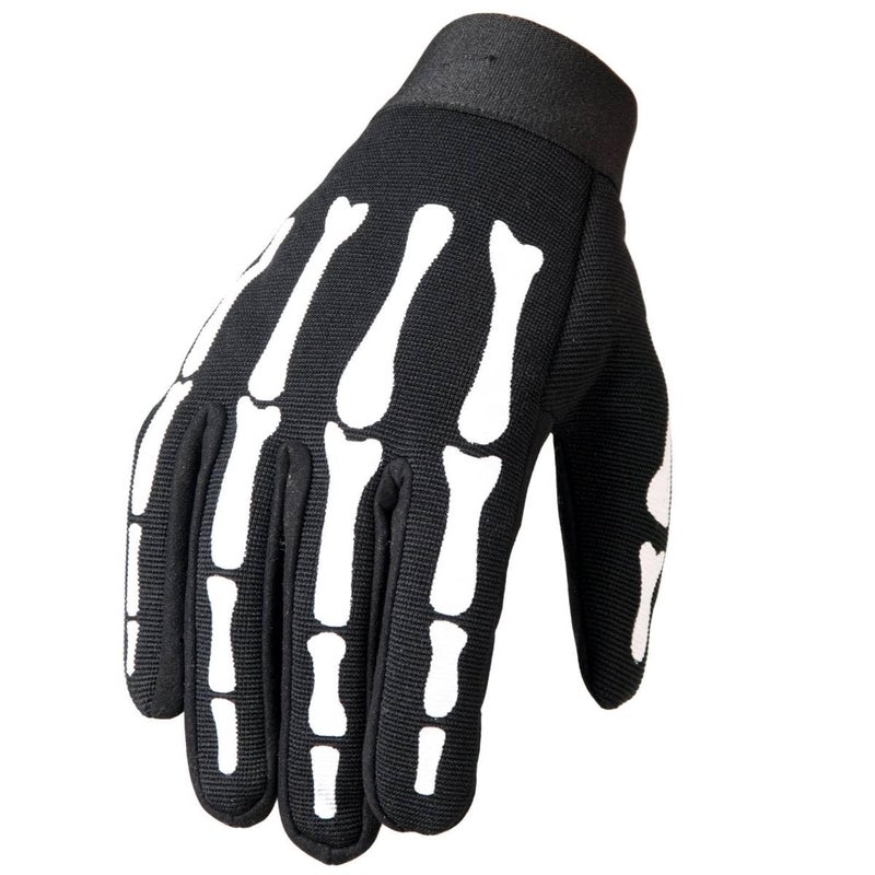Hot Leathers Skeleton Mechanic Gloves (Black, Medium) - Image 1